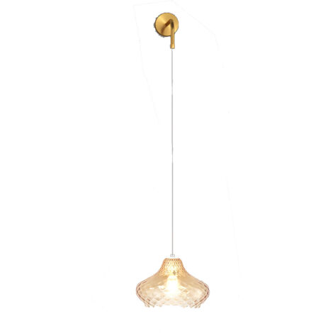 Applique Filo Contemporanea Dress Metallo Ottone Vetro Ambra 1 Luce E27
