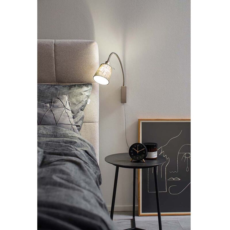 Fischer&honsel - Applique lampe de lit spot mural mobile textile gris lampe de chambre