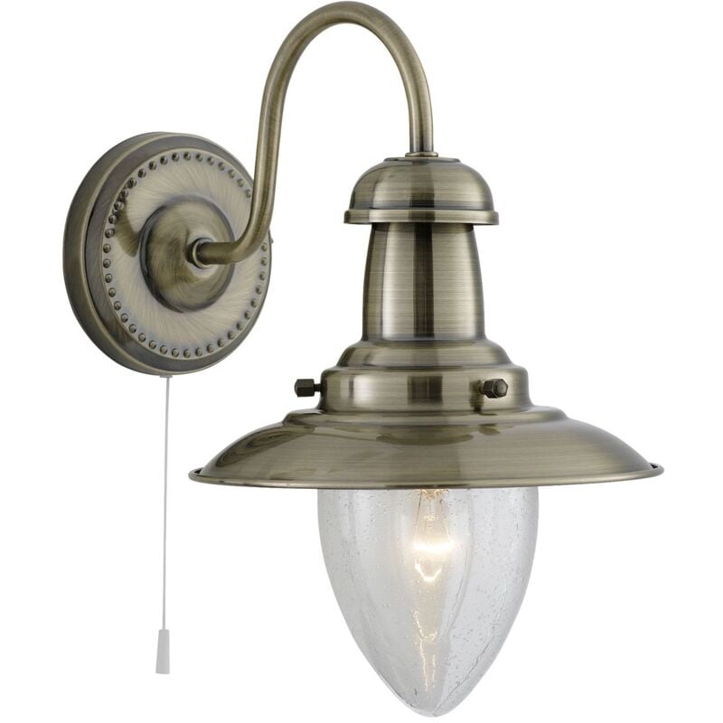 Applique Classica Fisher Man Acciaio Adjustable Vetro 1 Luce E27