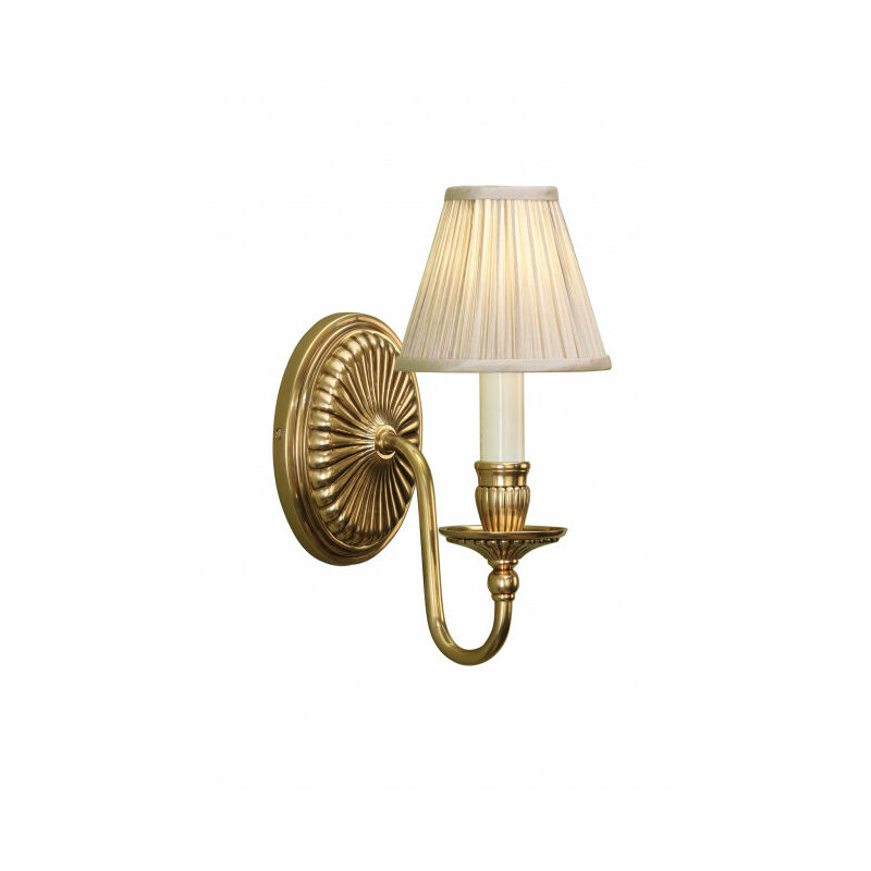 Applique Fitzroy laiton, bougie couleur ivoire, abat-jour simili soie beige - Beige