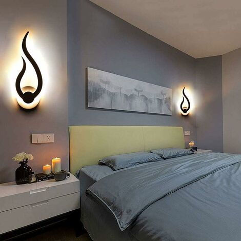 Applique flamme, applique LED, appliques murales, intérieur moderne minimaliste, abat-jour acrylique, salle de bain/chambre/salon/couloir, décoration de Pâques, applique murale, lumière noire et chale