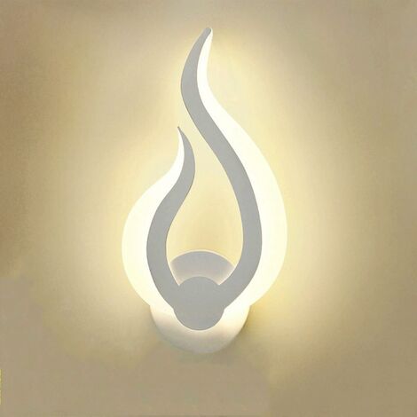 Applique flamme Applique murale LED appliques murales intérieur moderne minimaliste, abat-jour acrylique, salle de bain/chambre/salon/couloir/décoration Pâques éclairage mural, blanc + lumière blanche
