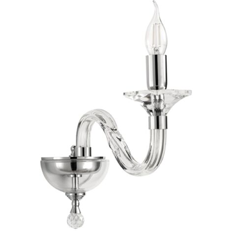 Applique GALA 12 cm in vetro con dettagli in metallo 1 Luce Cromo