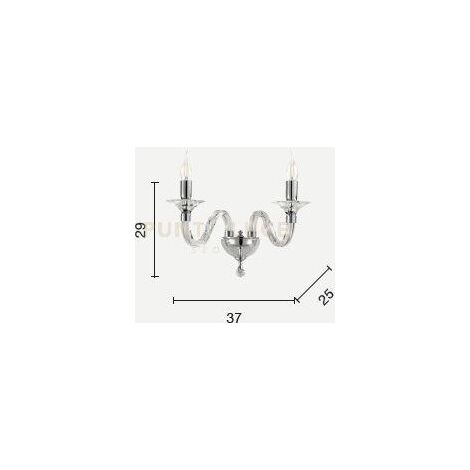 APPLIQUE GALA 2 LUCI ATTACCO E14 BIANCO E CROMO L.37CM