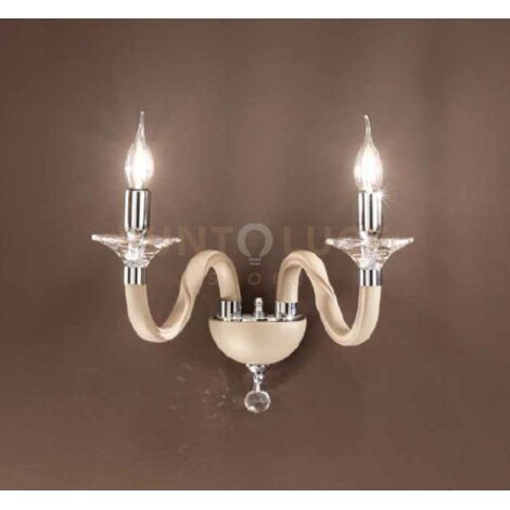 APPLIQUE GALA 2 LUCI ATTACCO E14 TORTORA E CROMO L.37CM