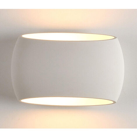 Applique Gesso Lampada Parete Interno Rettangolo Bianco Moderno Doppia Luce 5021
