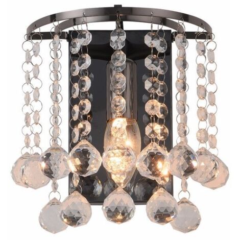 Applique glamour London Crystal nera con cristalli E14