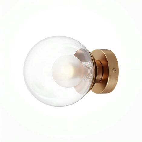 Applique globe en verre avec base or mat, 15 cm DELTONA