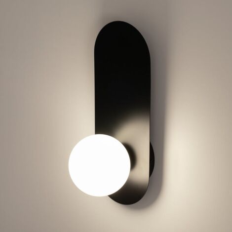 Applique globe en verre avec support noir, style design MESA