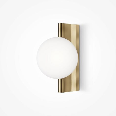 Applique globe en verre sur base verticale dorée MESA