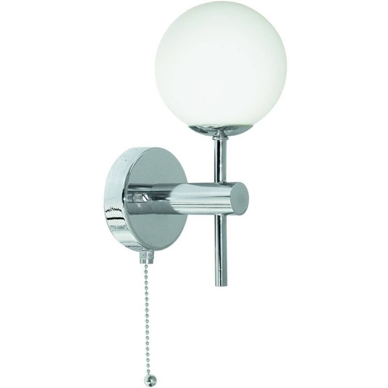 Global - Applique murale à 1 ampoule led pour salle de bain Chrome avec abat-jour en verre opale IP44 - Searchlight