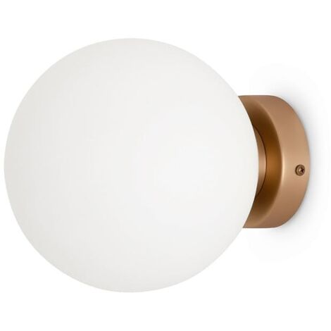 Applique globe verre dépoli - blanc & or, 18 cm DELTONA
