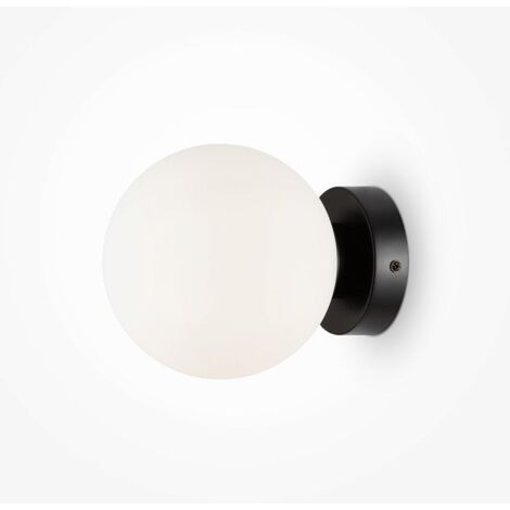 Applique globe verre dépoli - noir & blanc, 15 cm DELTONA