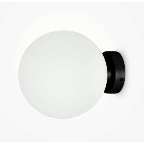 Applique globe verre dépoli - noir & blanc, 20 cm DELTONA