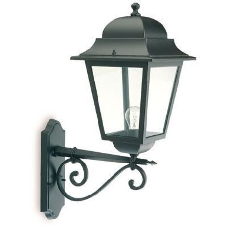Applique Grande In Alto Esterno Contemp. Mito Alluminio E Vetro Nero 1 Luce E27