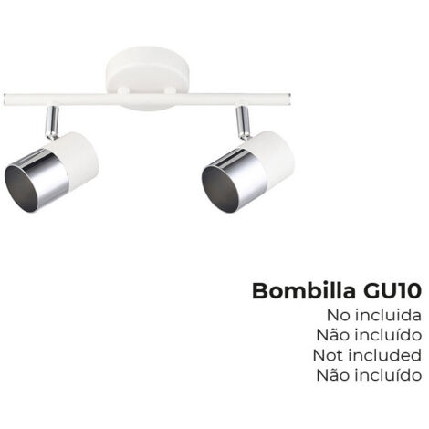 Applique Halogène 2 éléments Couleur Chrome+blanc Os Modèle Gu-10 Moon Edm