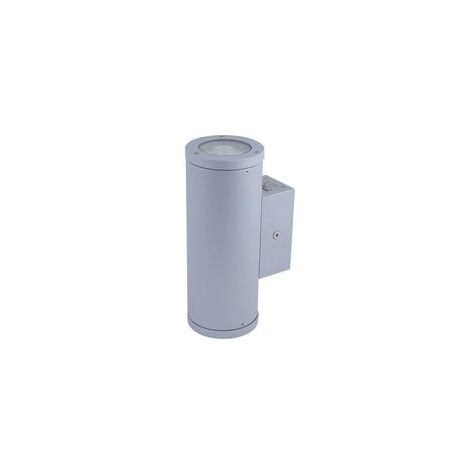 Applique halogene 2X50W aluminium grise 207X82mm 2 faisceaux indirect avec lampes GU10 230V T2 IK08 IP55 ILO EBENOID 079856