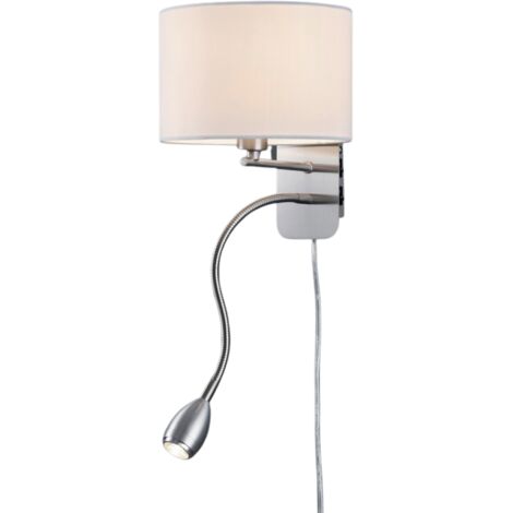 Applique HOTEL argento/bianco Trio E14 2 luci LED lettura
