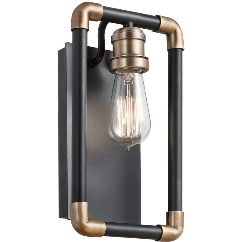 Elstead Imahn - Applique murale d'intérieur à 1 lumière, noir, laiton naturel, E27