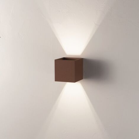 Applique in alluminio per esterni Corten con alette regolabili CUBE 10x10 cm