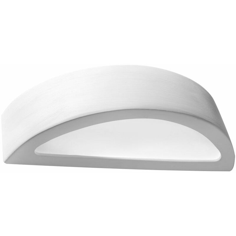 Image of Applique E27 Applique da parete per interni Lampada scala semicircolare Loft, ceramica bianca, 1x E27, LxH 38 x 9 cm