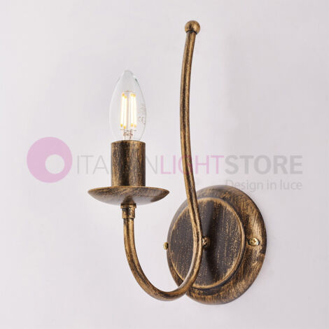 Applique in Ferro 1 Luce Attacco E14 - Potenza 42W - colore Marrone e Oro