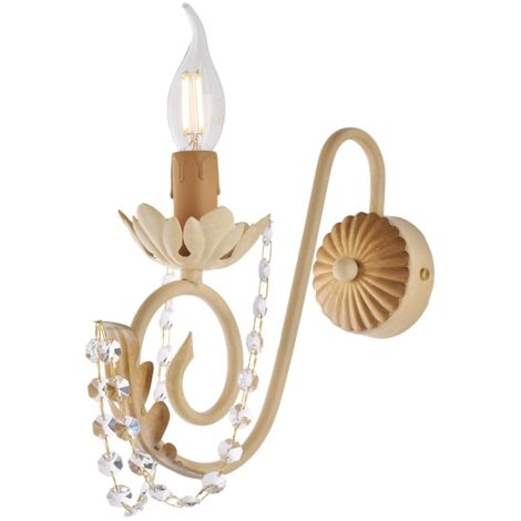 Applique in ferro Avorio Decape e Oro strass damasco una luce 25x h28 cm