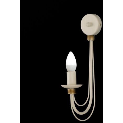 Applique in ferro Avorio Decape rifinitura Oro una luce 18x h38 cm