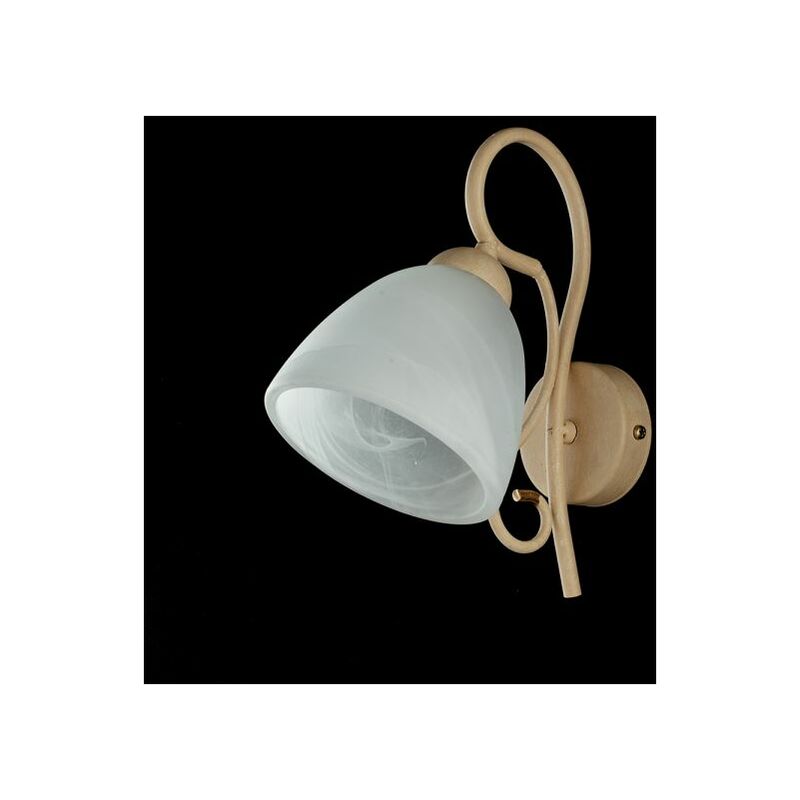 Image of Belight - Applique in ferro laccato avorio con decorazione decapè e vetro alabastro bianco 1 luce Avorio Decapè Antico