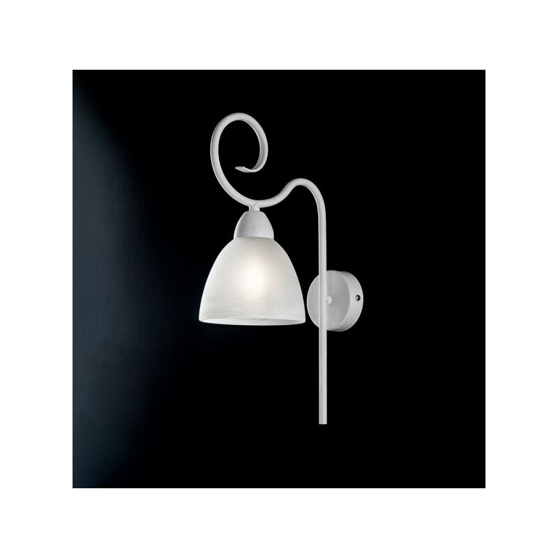 Image of Belight - Applique in ferro laccato bianco con decorazione shabby e vetro alabastro bianco 1 luce Bianco Shabby Aurelio