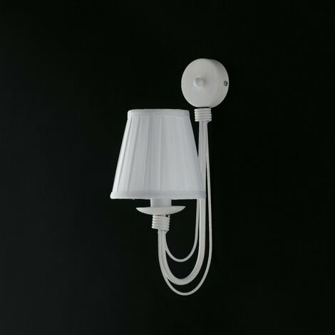 Applique in ferro Bianco shabby una luce paralume Bianco 21x h38 cm