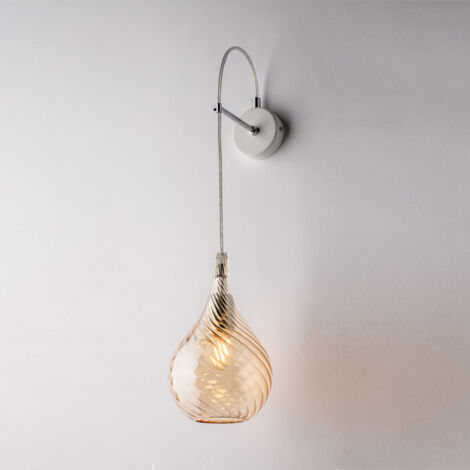 Applique in ferro con vetro ambra pyrex 1 luce H.60 - L.14 - P.21