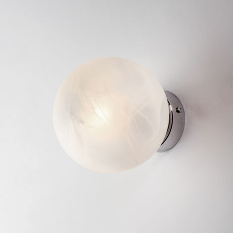 Applique in ferro cromato 1 luce con sfera dm.14 H.14 - L.14 - P.17