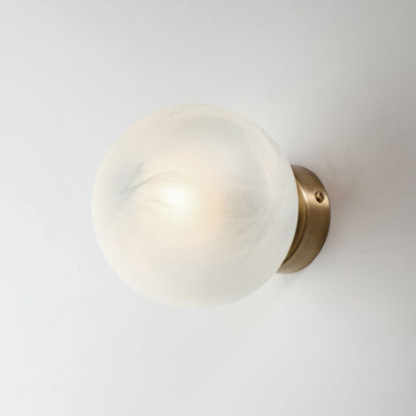 Applique in ferro cromo nero 1 luce con sfera dm.14 H.14 - L.14 - P.17