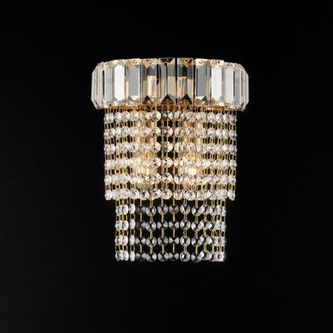 Applique in ferro e ottone dorato con strass 2 luci Vladimir