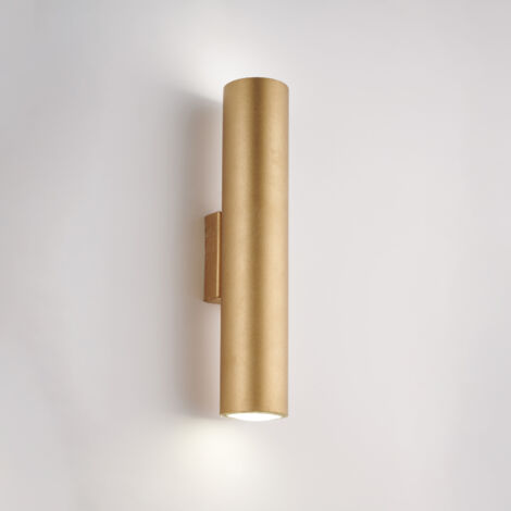 Applique in ferro laccato biancoGU10 con decorazione oro antico 2 luci H.30 - L.8 - P.6