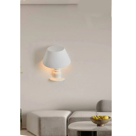 Applique in gesso a forma lume lampada a parete verniciabile lumetto attacco e14