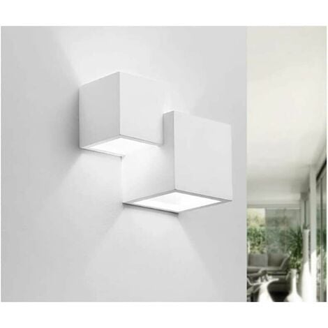 Applique in gesso dal design moderno forma doppio cubo attacco per lampadine G9