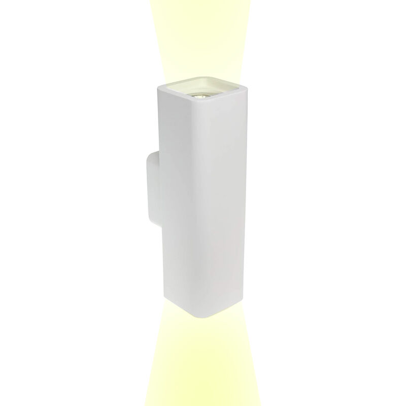 Image of Applique in gesso design moderno a biemissione con doppio attacco per lampadine GU10 forma rettangolare