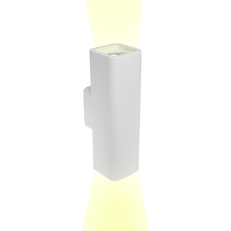 Applique in gesso design moderno a biemissione con doppio attacco per lampadine GU10 forma rettangolare