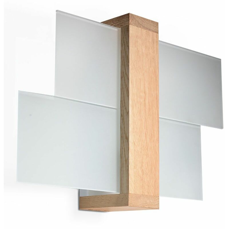 Image of Etc-shop - Lampade da parete in legno applique da parete per corridoio in legno applique da parete per interni in legno rovere, vetro satinato, 1x