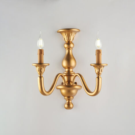 Applique in legno oro antico 2 luci Lucca