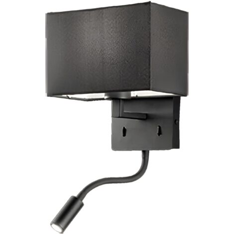 Applique in metallo 21 cm Nero con paralume e spot a LED orientabile SHADOW