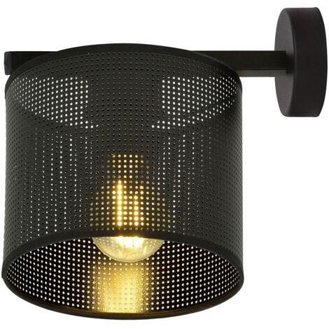 Applique Industrial 1 Luce Cigno In Acciaio Nero E Paralume A Cilindro