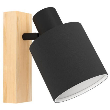 Applique Industrial Batallas 1 Luce Legno Marrone E Nero