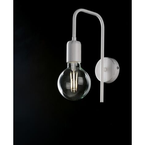 Applique industrial da parete in ferro Bianco e Argento una luce diametro 18x h27 cm