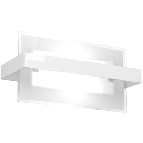 Applique Industrial-Minimal Cross Metallo Bianco Vetro 2 Luci E27 29Cm