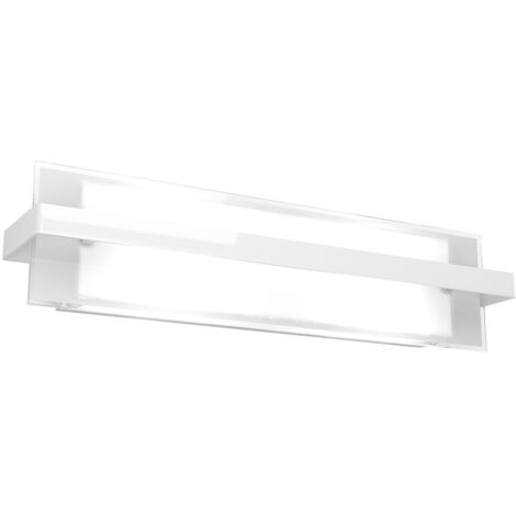 Applique Industrial-Minimal Cross Metallo Bianco Vetro 2 Luci E27 60Cm