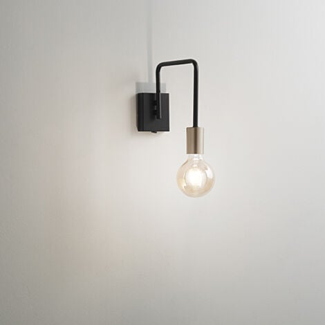 Applique Industrial-Minimal-Nordico Vector Metallo Nero 1 Luce E27