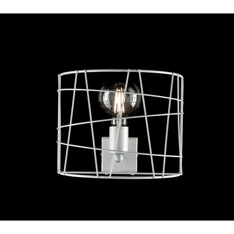 Applique industrial moderna in ferro Bianco e Argento una luce 28x15x h22 cm